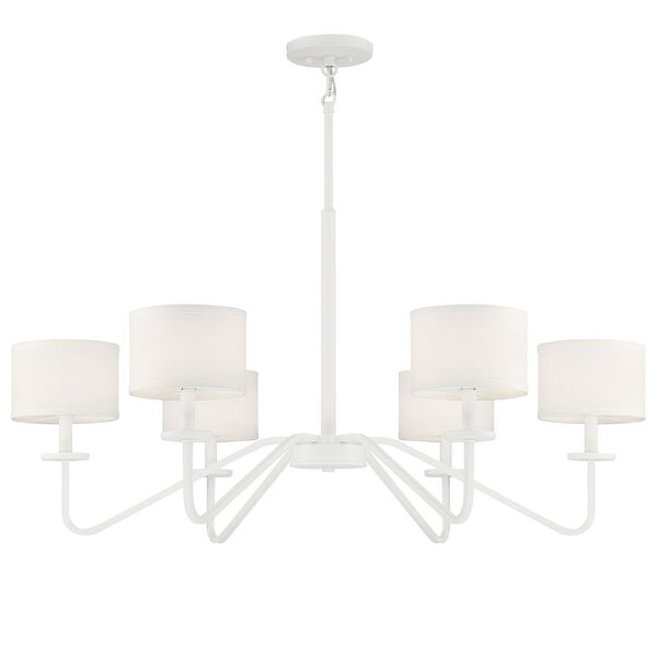 Bisque White Six-Light Shaded Chandelier, image 3