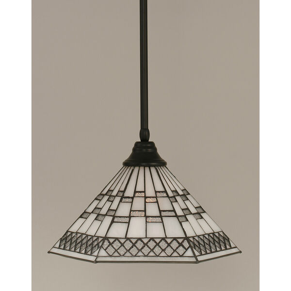 Any Matte Black 16-Inch One-Light Pendant with Pewter Tiffany Glass, image 1