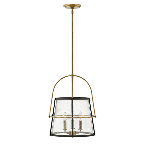 Tournon Heritage Brass Three-Light Pendant With Clear Seedy Glass, image 3