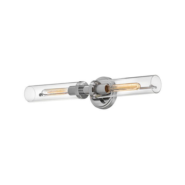 Vaughn Chrome Two-Light Bath Bar With Clear Glass, image 4