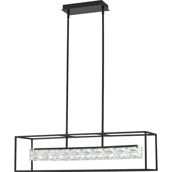 Dazzle Matte Black Integrated LED One-Light Island Chandelier with Crystal, image 6