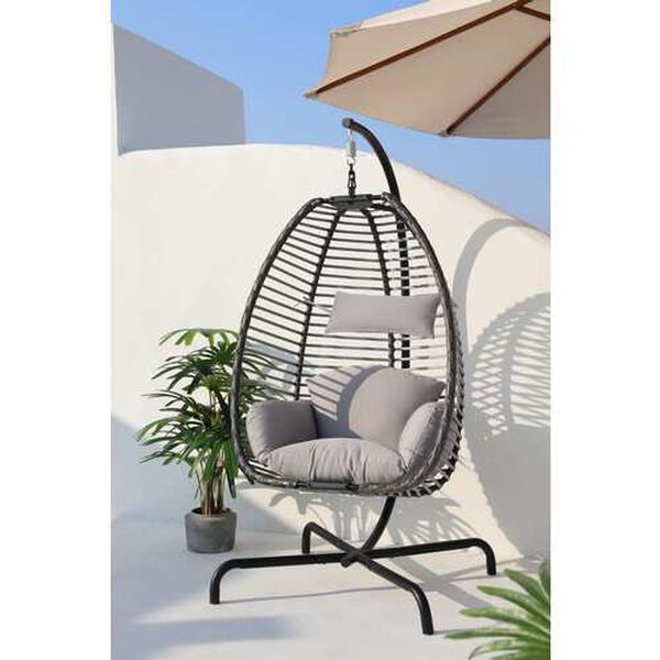 Ultra Gray Hanging Chair with Stand, image 1