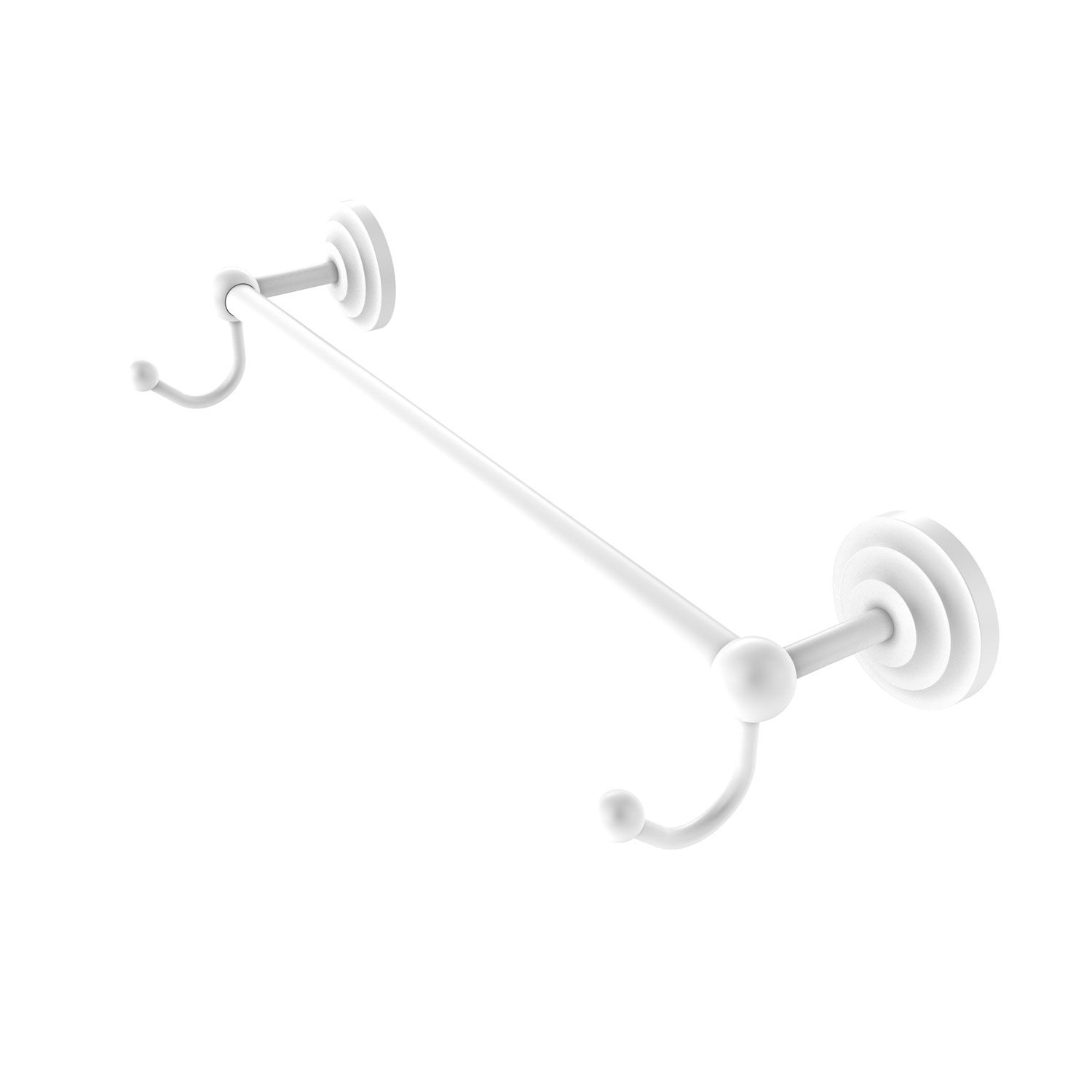 Prestige Que New Matte White 18-Inch Towel Bar with Integrated Hooks