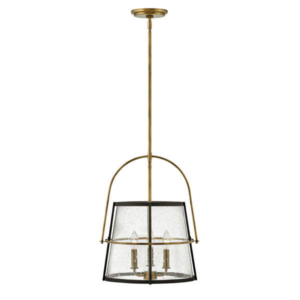 Tournon Heritage Brass Three-Light Pendant With Clear Seedy Glass, image 1