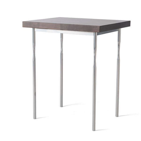 Senza Silver Side Table with Espresso Maple Wood Top, image 1