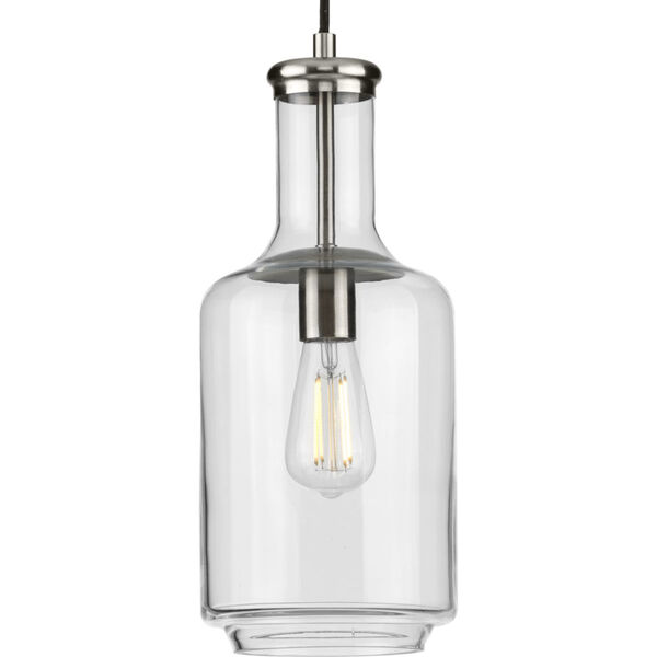 Latrobe Brushed Nickel Seven-Inch One-Light Mini Pendant with Clear Glass, image 1
