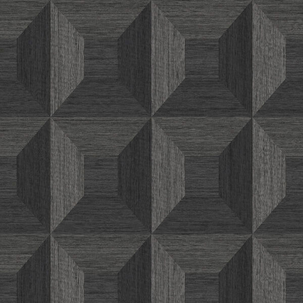 More Textures Ebony Squared Away Geometric Unpasted Wallpaper, image 2