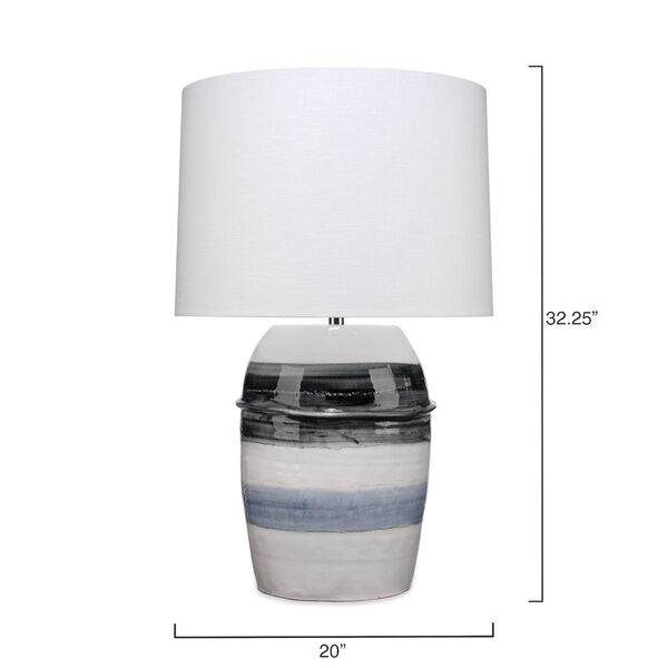Horizon Grey Black White Ceramic One-Light Striped Table Lamp, image 3