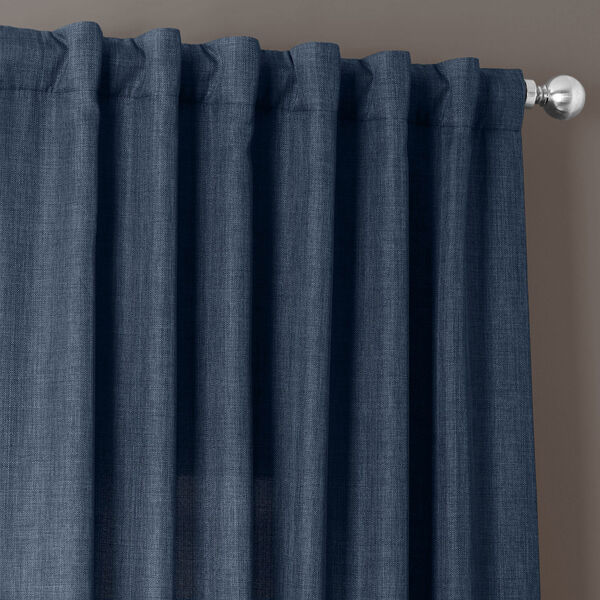 Italian Faux Linen Sergeants Blue 50 in W x 84 in H Single Panel Curtain, image 5