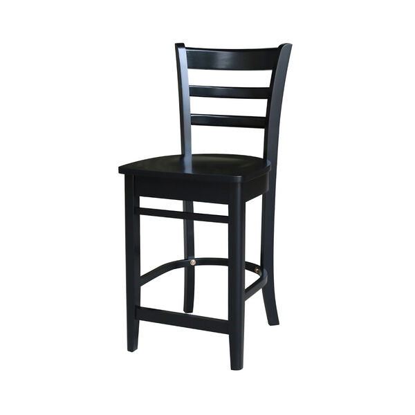 Black 36-Inch Round Pedestal Gathering Height Table with Two Counter Stool, Three-Piece, image 4