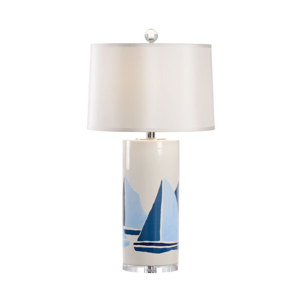 Jamie Merida Blue and White Glaze One-Light Ceramic Table Lamp, image 1