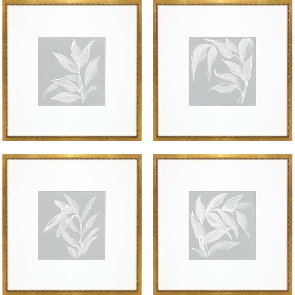 Leaf Study Blue 20 x 20 Inch Floral and Botanical Wall Art, Set of Four, image 2