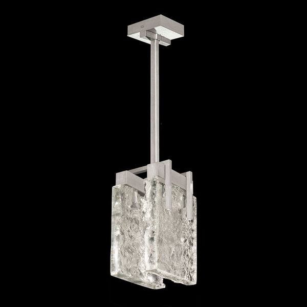 Terra Silver 11-Inch Two-Light Rectangular LED Mini Pendant with Clear Glass, image 1