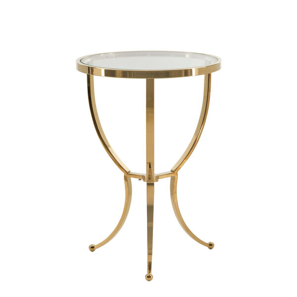 Adella Bright Brass Chairside Table, image 1