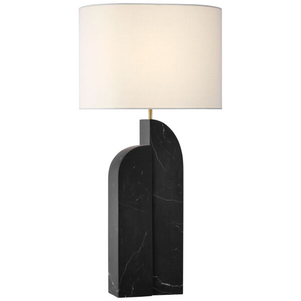 Savoye Large Left Table Lamp in Black Marble with Linen Shade by Kelly Wearstler, image 1