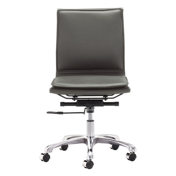Lider Plus Gray and Silver Armless Office Chair, image 3