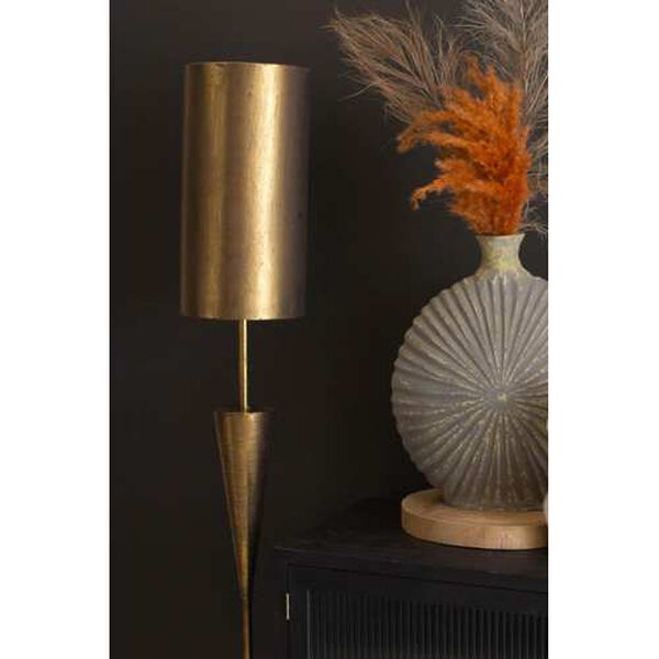 Gold Antique Floor Lamp with Metal Barrel Shade, image 3