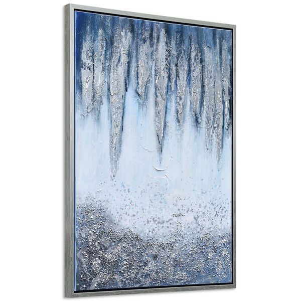 Icicles Textured with Glitter Framed Hand Painted Wall Art, image 3