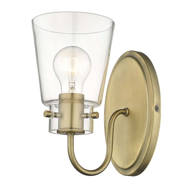 Bristow Antique Brass One-Light Bath Sconce with Clear Glass, image 4
