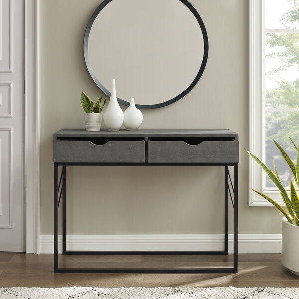 Grey and Black Console Table with Two-Drawers, image 6