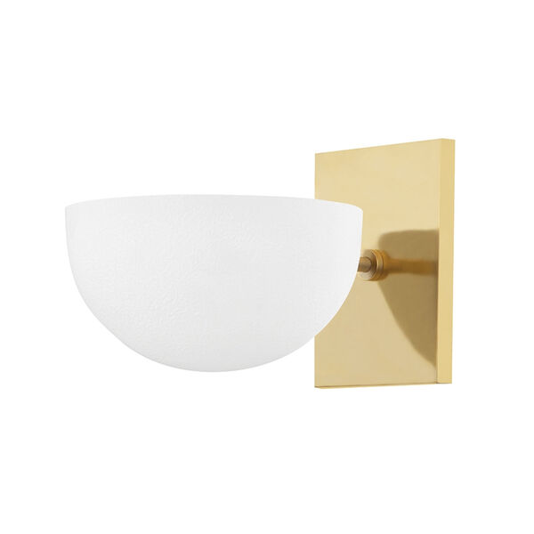 Wells Aged Brass and White Plaster One-Light Wall Sconce, image 1