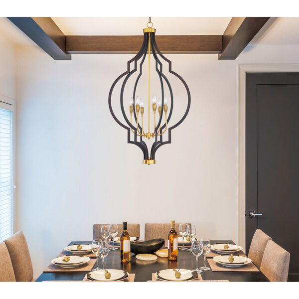 Crest Oil Rubbed Bronze and Antique Brass Six-Light Pendant, image 3