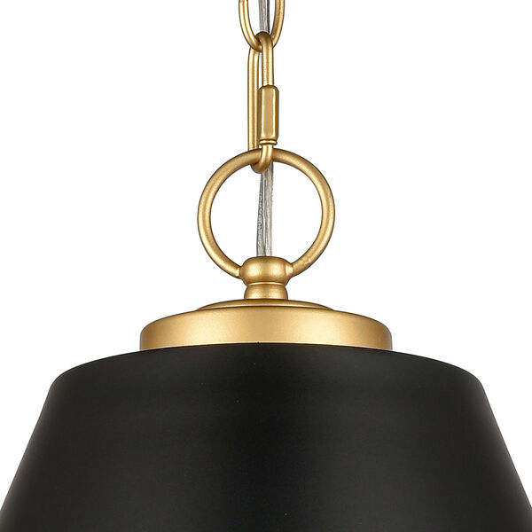 Vellus Matte Black and Natural Antique Brass One-Light Pendant, image 3