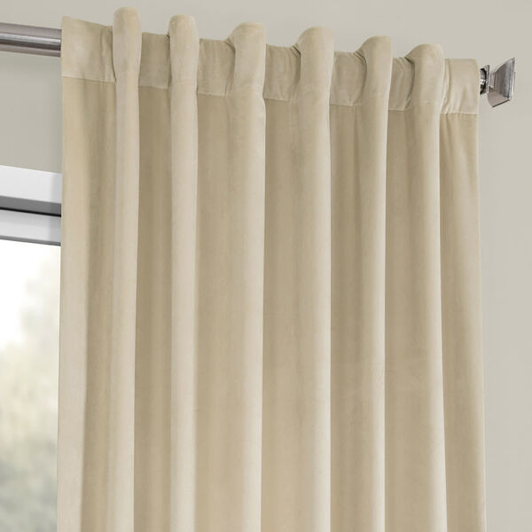 Beige Heritage Plush Velvet Curtain Single Panel, image 4