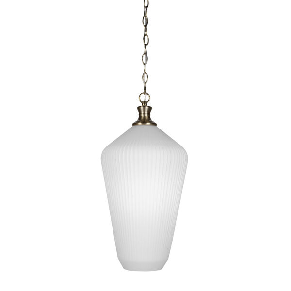 Carina New Age Brass One-Light Pendant with Opal Frosted Glass Shade, image 1