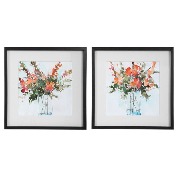Fresh Flowers Charcoal Watercolor Prints, Set of 2, image 2
