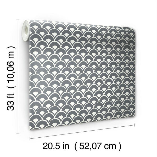 Stacked Scallops Grey Wallpaper, image 3