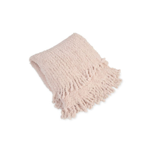 Knit Faux Fur Throw Blanket Pink , image 4
