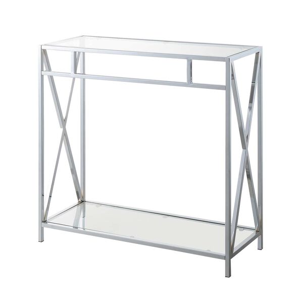 Oxford Glass Chrome Hall Table with Shelf, image 1