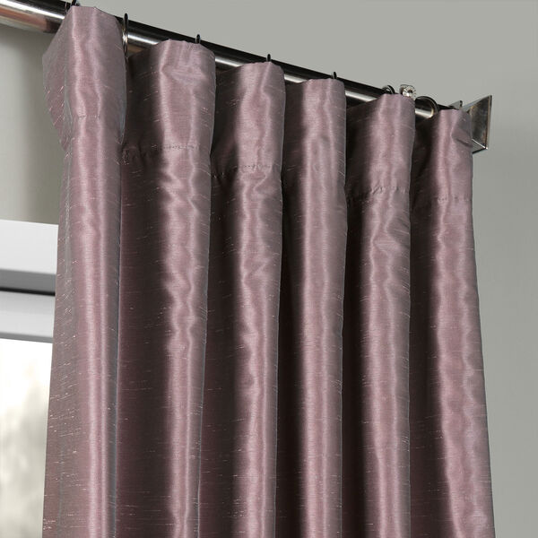 Smoky Plum Vintage Textured Faux Dupioni Silk Single Panel Curtain, 50 X 96, image 2