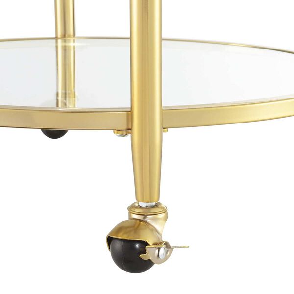 Royal Crest Clear and Gold Two Tier Acrylic Round Bar Cart, image 4