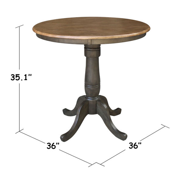 Hickory and Washed Coal Hardwood 36-Inch Width x 35-Inch Height Round Top Pedestal Table, image 3