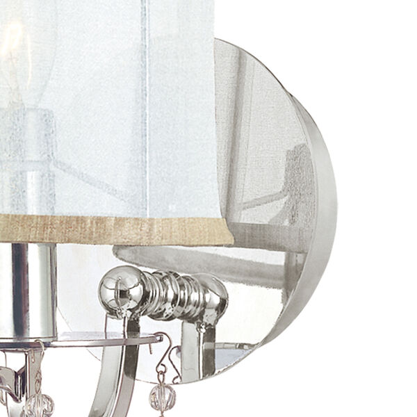 Hampton Polished Chrome One-Light Wall Sconce with Clear Smooth Oyster Crystals, image 2