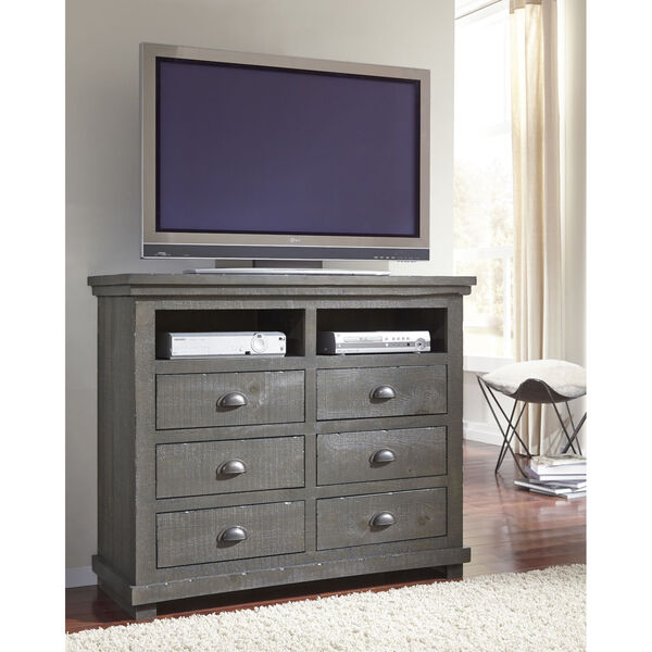 Willow Distressed Dark Gray Media Chest, image 1
