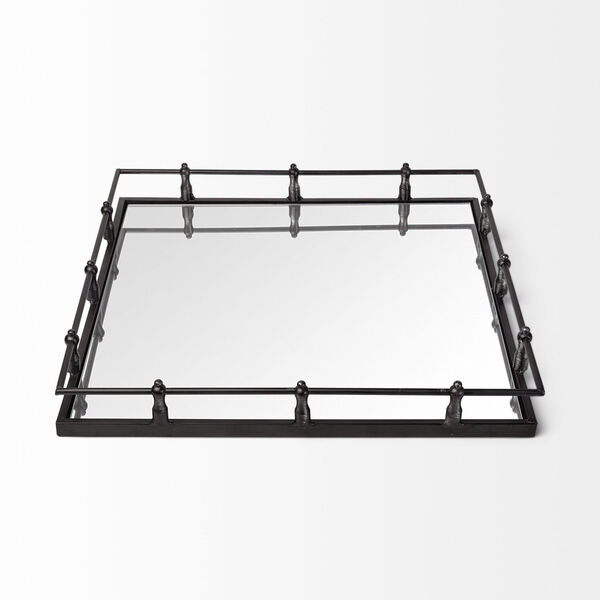 Christa Black Metal Mirrored Base Square Tray, image 2