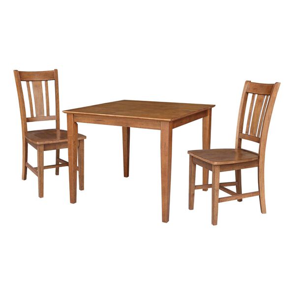 Distressed Oak Dining Table with Two Splatback Chairs, 3 Piece Set, image 1