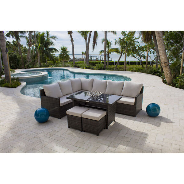 Ultra Canvas Brick Five-Piece Sectional Dining Set with Cushions, image 5