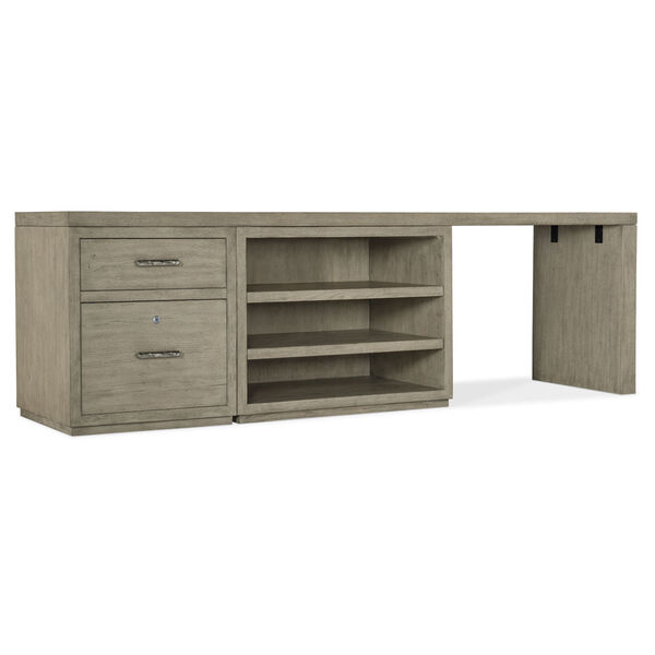 Linville Falls Smoked Gray 96-Inch Desk with File and Open Desk Cabinet, image 1