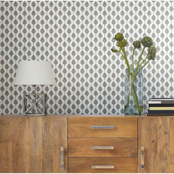 Waters Edge Gray French Scallop Pre Pasted Wallpaper, image 3
