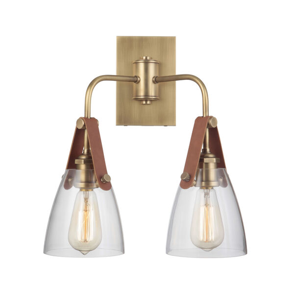Hagen Vintage Brass Two-Light Wall Sconce, image 2