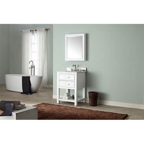 White 24-Inch Beveled Edge Rectangular Mirror Cabinet, image 3