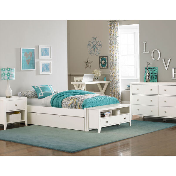 Pulse White Full Platform Bed with Trundle, image 1