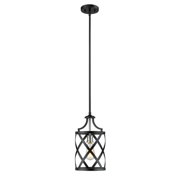 Malcalester Matte Black and Brushed Nickel One-Light Mini Pendant, image 1