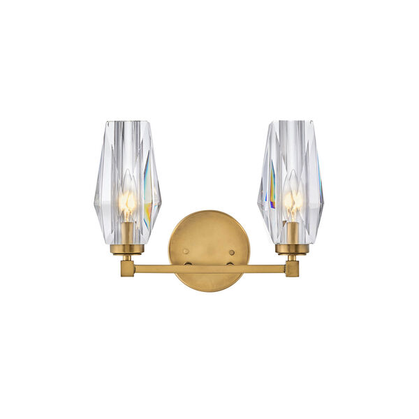 Ana Heritage Brass Two-Light Bath Vanity With Faceted Clear Crystal Glass, image 3
