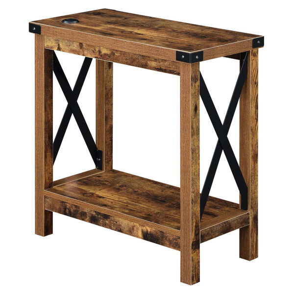 Durango Barnwood Black Accent Chairside Table with Charging Station, image 3