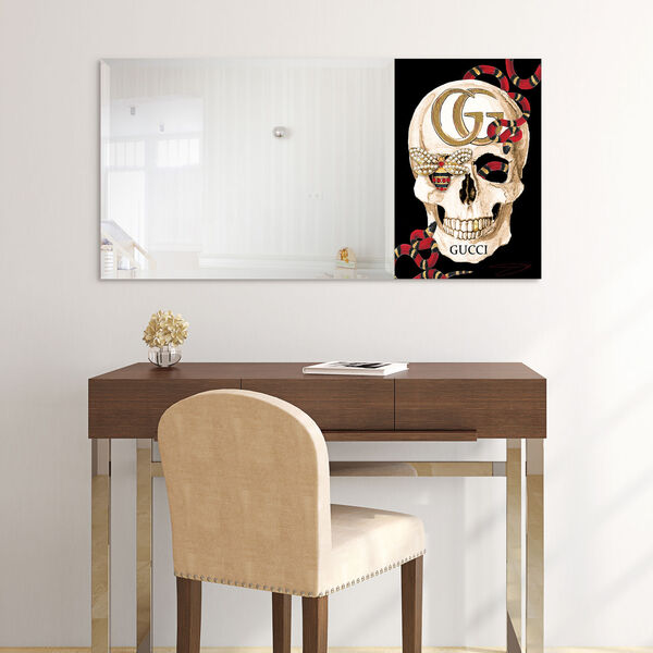 GG Skull Black 24 x 48-Inch Rectangle Beveled Wall Mirror, image 5